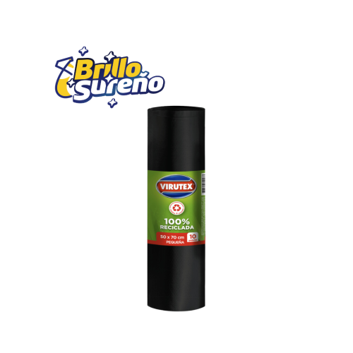 Bolsa de Basura Negra 100% Reciclada 50 x 70 Virutex 10 unid