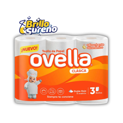 Toallas de Papel Clásica Ovella – Pack 3 unidades x 11 metros